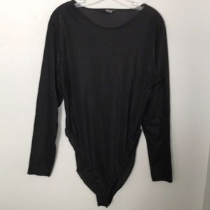 NY&CO BLACK SHIMMER STRETCHY BODY SUIT TOP W/ SNAP BOTTOM EXCELLENT COND. NWOT